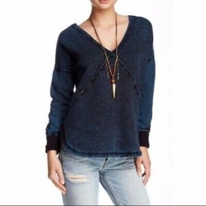 Free People Indigo Western Pullover Top